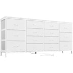 Cassettiera per TV da 63" W per TV da 65, 70, 75 pollici, comò a 14 cassetti per camera da letto con prese di corrente, centro di intrattenimento grande e lungo in tessuto