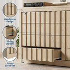 Cassettiera a 8 cassetti per camera da letto - Comò moderno di metà secolo, Comodino alto in legno, Tavolino laterale a righe scanalate, Sicurezza migliorata