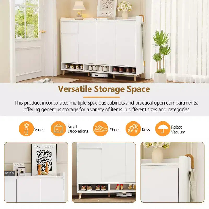 Scarpiera moderna con ripiani regolabili, organizer minimalista per la casa, credenza contenitore