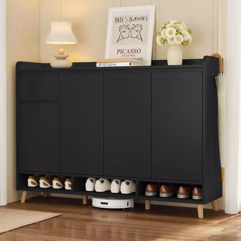 Scarpiera moderna con ripiani regolabili, organizer minimalista per la casa, credenza contenitore