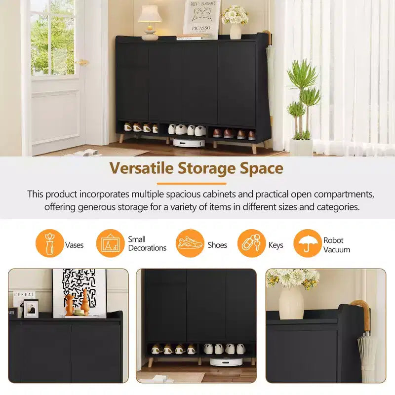 Scarpiera moderna con ripiani regolabili, organizer minimalista per la casa, credenza contenitore