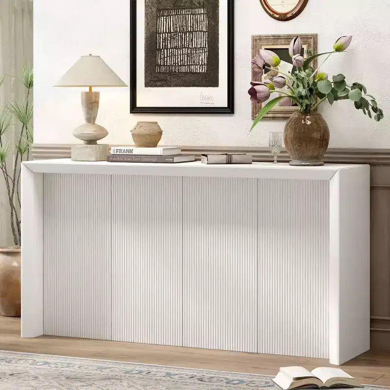 Tavolino da Ingresso Semplice in Legno di Acacia con Design Ondulato Adatto per Studio Ingresso Corridoio Soggiorno Foyer