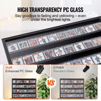 Vetrina Espositiva per 36 Carte Sportive Graded, 30.5x24.3x2.1 pollici, Cornice Espositiva per Carte da Baseball con Vetro PC Trasparente con Protezione UV al 98%, Nera