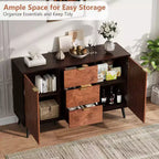 Credenza a Buffet 51,2", Armadietto da Caffè per Ingresso con 3 Cassetti, Mobile Console Media in Legno, Mobile Dispensa da Cucina per Soggiorno
