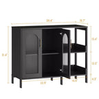 Mobile Buffet Credenza, Mobile Contenitore in Legno con Ante in Vetro, Due Maniglie in Metallo, Mobile Contenitore con Ripiani Regolabili, Credenza Moderna