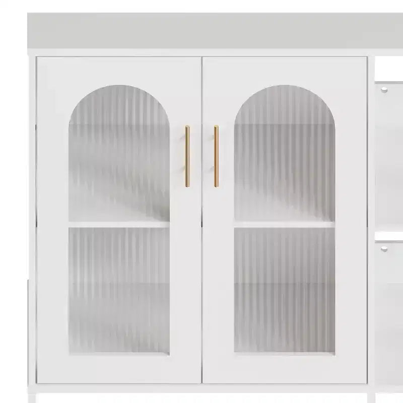 Mobile Buffet Credenza, Mobile Contenitore in Legno con Ante in Vetro, Due Maniglie in Metallo, Mobile Contenitore con Ripiani Regolabili, Credenza Moderna