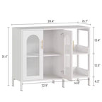 Mobile Buffet Credenza, Mobile Contenitore in Legno con Ante in Vetro, Due Maniglie in Metallo, Mobile Contenitore con Ripiani Regolabili, Credenza Moderna