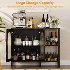 Mobile Buffet Credenza, Mobile Contenitore in Legno con Ante in Vetro, Due Maniglie in Metallo, Mobile Contenitore con Ripiani Regolabili, Credenza Moderna