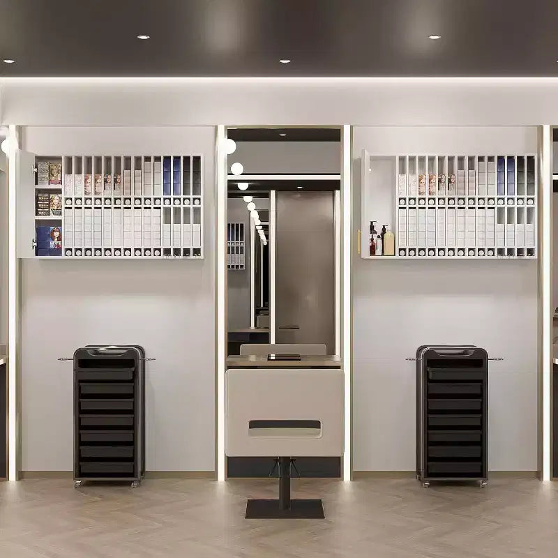 Espositore per tinture per capelli, mobiletto da parete regolabile per salone, nero