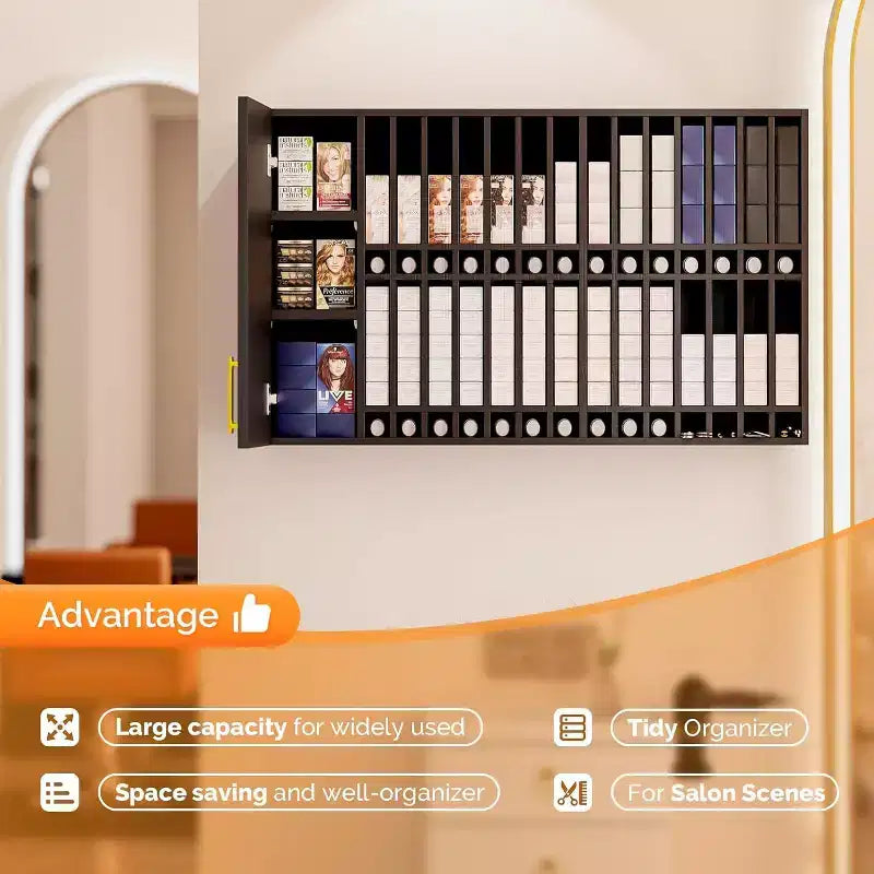 Espositore per tinture per capelli, mobiletto da parete regolabile per salone, nero