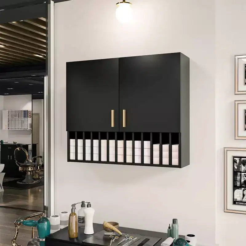 Espositore per Tinture Capelli, Scaffali Regolabili da Parete Mobiletto da Salone, Bianco