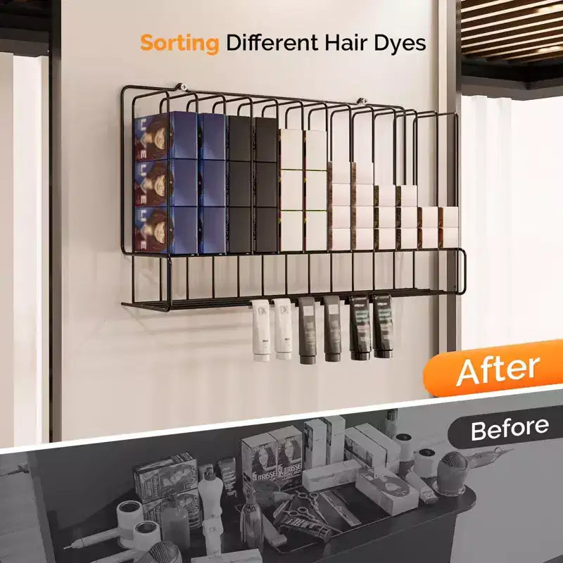 Organizzatore Porta Coloranti per Capelli da Parete Professionale in Metallo Nero