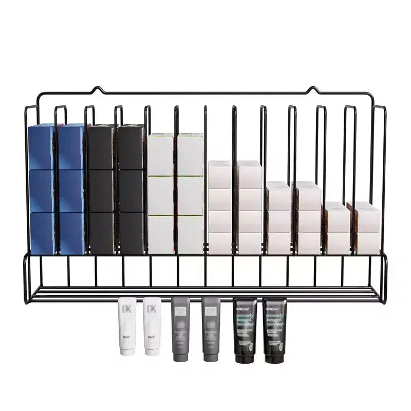 Professional Wall Mounted Metal Salon Hair Color Dye Tube Organizer Storage Rack Black