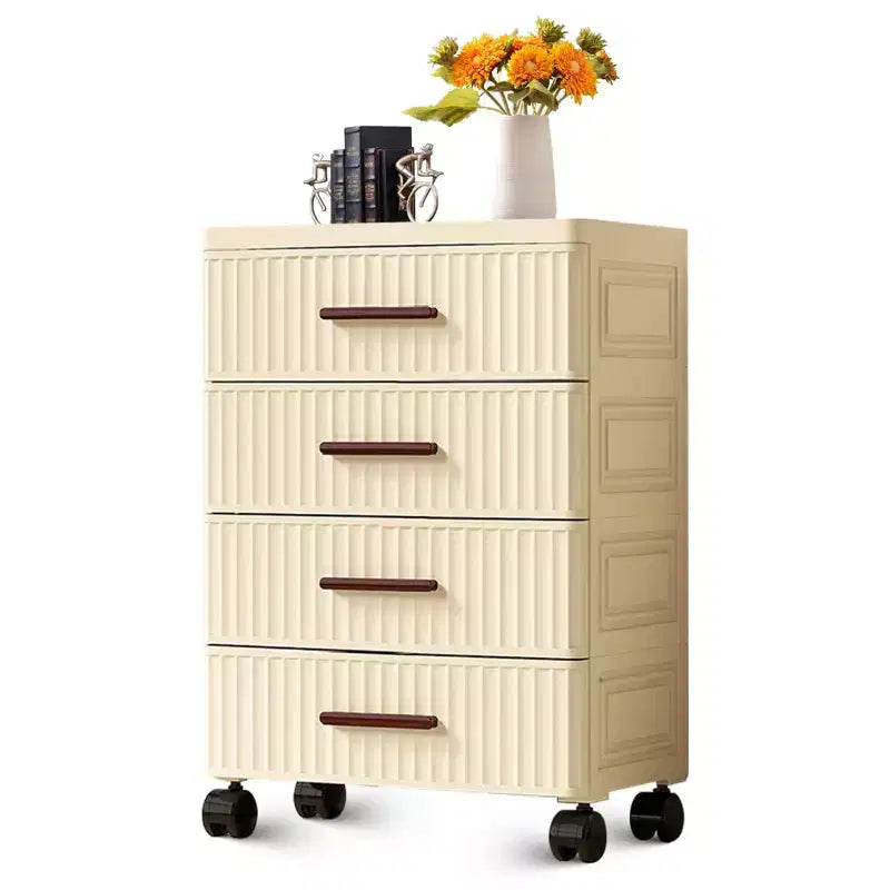 Plastic Storage Drawer Cart, 4/5 Drawer Pull Out Home Organization Storage Container Rolling Bin Vertical Storage Unit for Bedroom Living Room Office