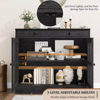 Credenze a Buffet con Anta in Vetro, Credenza da 35,4" con Cassetto Contenitore, Design Adattabile