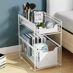 Organizzazione Sottolavello con 2 Cassetti Scorrevole, Organizzatore Durevole in Acciaio al Carbonio per Cucina e Bagno
