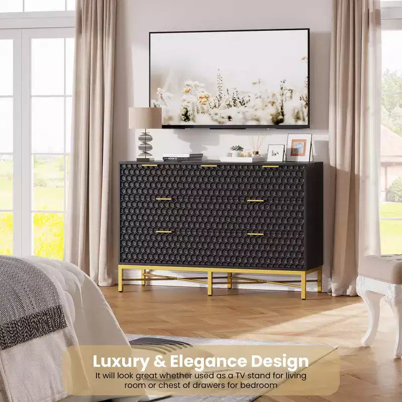 Comò a 7 cassetti per camera da letto, cassettiera moderna e semplice per armadio con piano ampio, comò alto in legno
