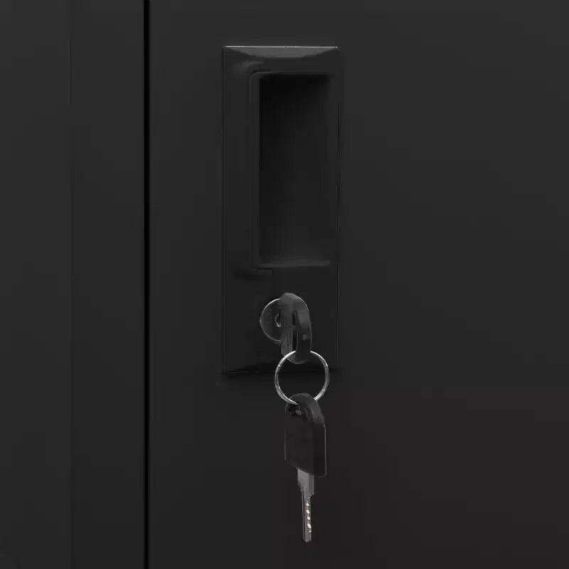 Armadietto Spogliatoio in Acciaio - Moderno, con Serratura, Ventilato, a 5 Scomparti e Porta-etichette - Nero