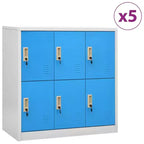 Armadietto Metallico, Organizzatore Sicuro in Acciaio per Scuole, Uffici, Grigio e Blu, Montaggio Facile Richiesto, 5pz