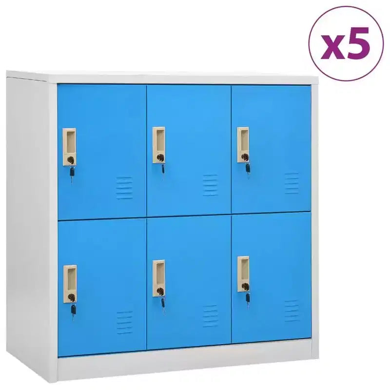 Armadietto Metallico, Organizzatore Sicuro in Acciaio per Scuole, Uffici, Grigio e Blu, Montaggio Facile Richiesto, 5pz