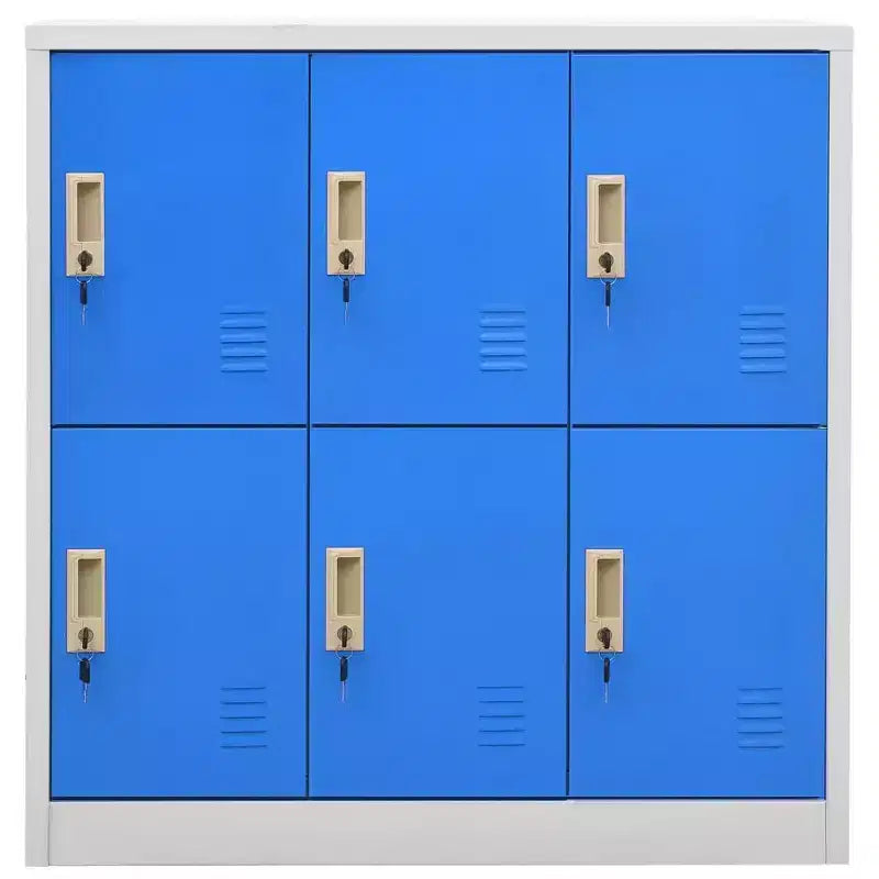 Armadietto Metallico, Organizzatore Sicuro in Acciaio per Scuole, Uffici, Grigio e Blu, Montaggio Facile Richiesto, 5pz