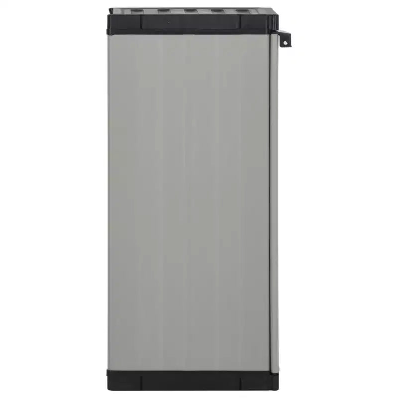 Armadietto da Giardino - Organizer Compatto da Patio, Materiale PVC e PP, con 1 Ripiano e Serratura di Sicurezza, Grigio e Nero, 13.8x15.7x33.5