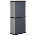 Armadio da Giardino con 3 Ripiani - Materiale Robusto in PVC e PP - Design con Serratura - Adatto per Esterni - Grigio&Nero, 26,8x15,7x66,1