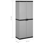 Armadio da Giardino con 3 Ripiani - Materiale Robusto in PVC e PP - Design con Serratura - Adatto per Esterni - Grigio&Nero, 26,8x15,7x66,1