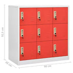 Armadietti in Acciaio, Armadietti Contenitori dal Design Moderno con 9 Scomparti, Ideali per Scuola o Ufficio - Grigio e Rosso