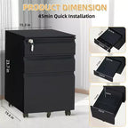 1 Armadio portadocumenti a 3 cassetti in lamiera pressata a freddo con costruzione durevole, cassetti a scorrimento fluido, design compatto e archiviazione sicura