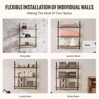 Scaffale Industriale a Tubi, 3 Ripiani 81x25cm, Mensole a Parete Flottanti in Legno Rustico con Staffe, Libreria da Esposizione, Organizzatore Portaoggetti, Nero
