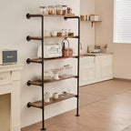 Scaffale industriale a tubi, 5 ripiani 2PZ, larghezza pannello applicabile 30 cm, mensole galleggianti rustiche da parete, libreria, staffa, nero