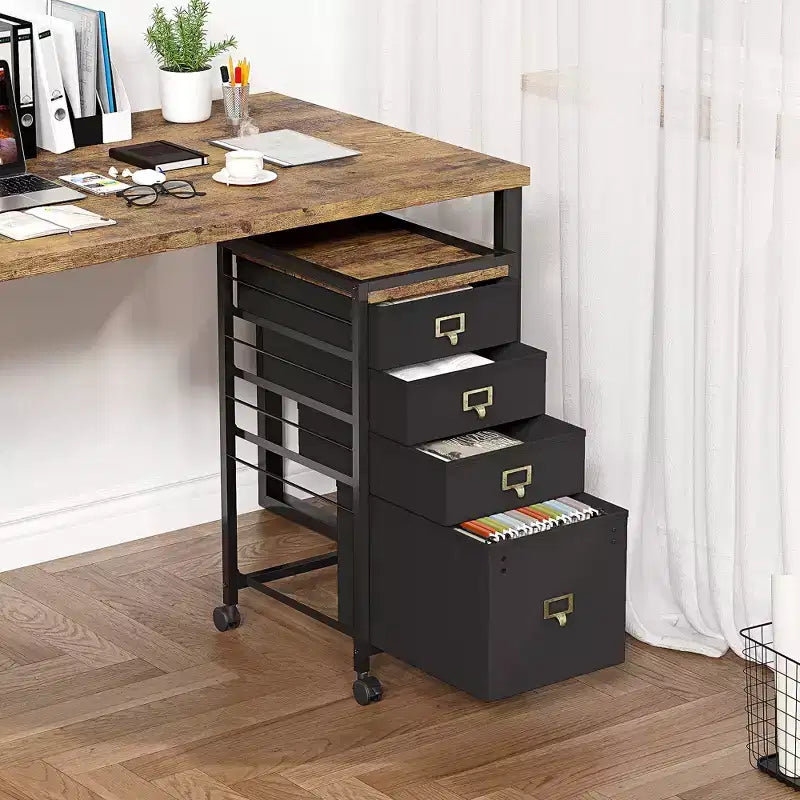 Cassettiera portadocumenti, armadietto portadocumenti mobile, supporto per stampante su rotelle, adatto per formati A4 o Letter, cassettiera portadocumenti verticale in tessuto con ruote, sottopensile