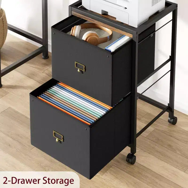 Cassettiera portadocumenti, armadietto portadocumenti mobile, supporto per stampante su rotelle, adatto per formati A4 o Letter, cassettiera portadocumenti verticale in tessuto con ruote, sottopensile
