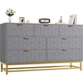 53.5 Dresser for Bedroom,Modern 7 Drawer Triple Dresser with Gold Accents,Long Storage Organizer for TV Stand & Closet,Large Chest of Drawers