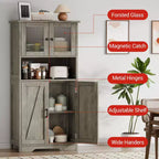 Armadietto Alto da Bagno con 4 Ante e Ripiani Regolabili, Mobiletto da Bagno Indipendente da 50 cm, Credenza in Stile Rustico per Cucina, Soggiorno
