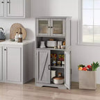 Armadietto Alto da Bagno con 4 Ante e Ripiani Regolabili, Mobiletto da Bagno Indipendente da 50 cm, Credenza in Stile Rustico per Cucina, Soggiorno