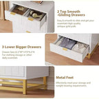 Cassettiera a 5 cassetti per camera da letto, Comò con base in metallo, Cassettiera moderna organizer per soggiorno, corridoio, armadio