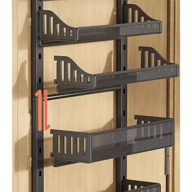 Scaffalatura per porta in metallo a 10 ripiani, da appendere, con cestello regolabile, organizer da porta, organizer da appendere per bagno, cucina