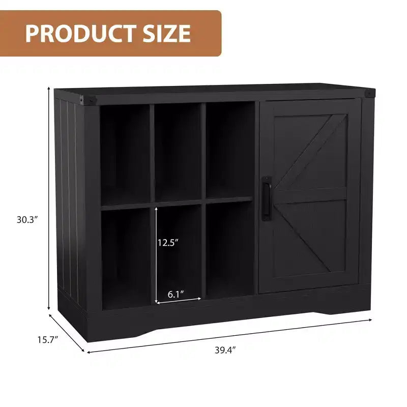 Mobile porta giradischi moderno, Mobiletto porta giradischi stile rustico con anta scorrevole a granaio, Consolle in legno porta vinili per soggiorno, Nero
