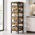 Cassettiera contenitore decorativa, Comò piccolo con struttura in metallo e cassetti in legno massello, Cassettiera multifunzionale per cucina, camera da letto, soggiorno