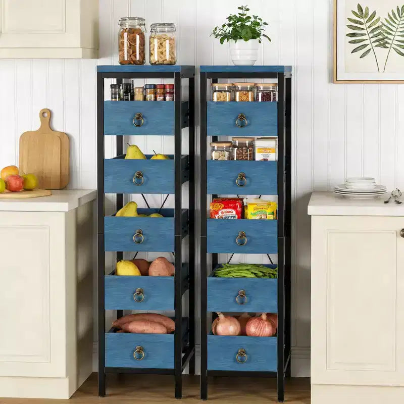 Cassettiera contenitore decorativa, Comò piccolo con struttura in metallo e cassetti in legno massello, Cassettiera multifunzionale per cucina, camera da letto, soggiorno
