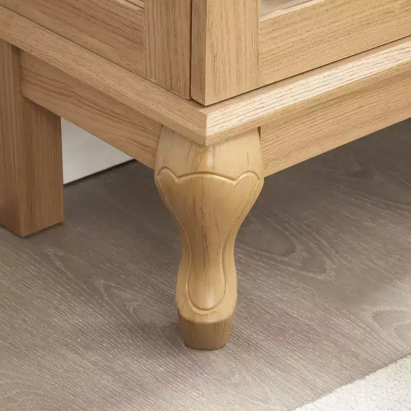 Dispensa da Cucina in Legno Massello con 4 Ripiani Regolabili e Ante Chiuse