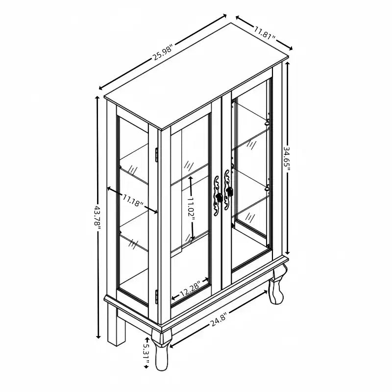 Dispensa da Cucina in Legno Massello con 4 Ripiani Regolabili e Ante Chiuse