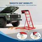 Sedile carrellino per lavori pesanti per camion e SUV - Altezza regolabile, capacità 180 kg, seduta imbottita, ruote girevoli con blocco, borsa portautensili - Colori multipli