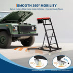 Sedile carrellino per lavori pesanti per camion e SUV - Altezza regolabile, capacità 180 kg, seduta imbottita, ruote girevoli con blocco, borsa portautensili - Colori multipli