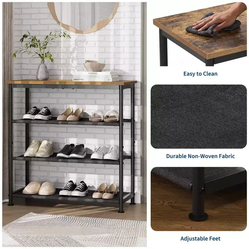 Scarpiera sottile a 3 livelli, organizer, struttura in metallo robusto e ripiani in tessuto non tessuto, scarpiera regolabile per ingresso, camera da letto